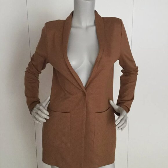 ICHI Brown and Black Straight Blazer, pockets on the front, XS - Picture 1 of 12